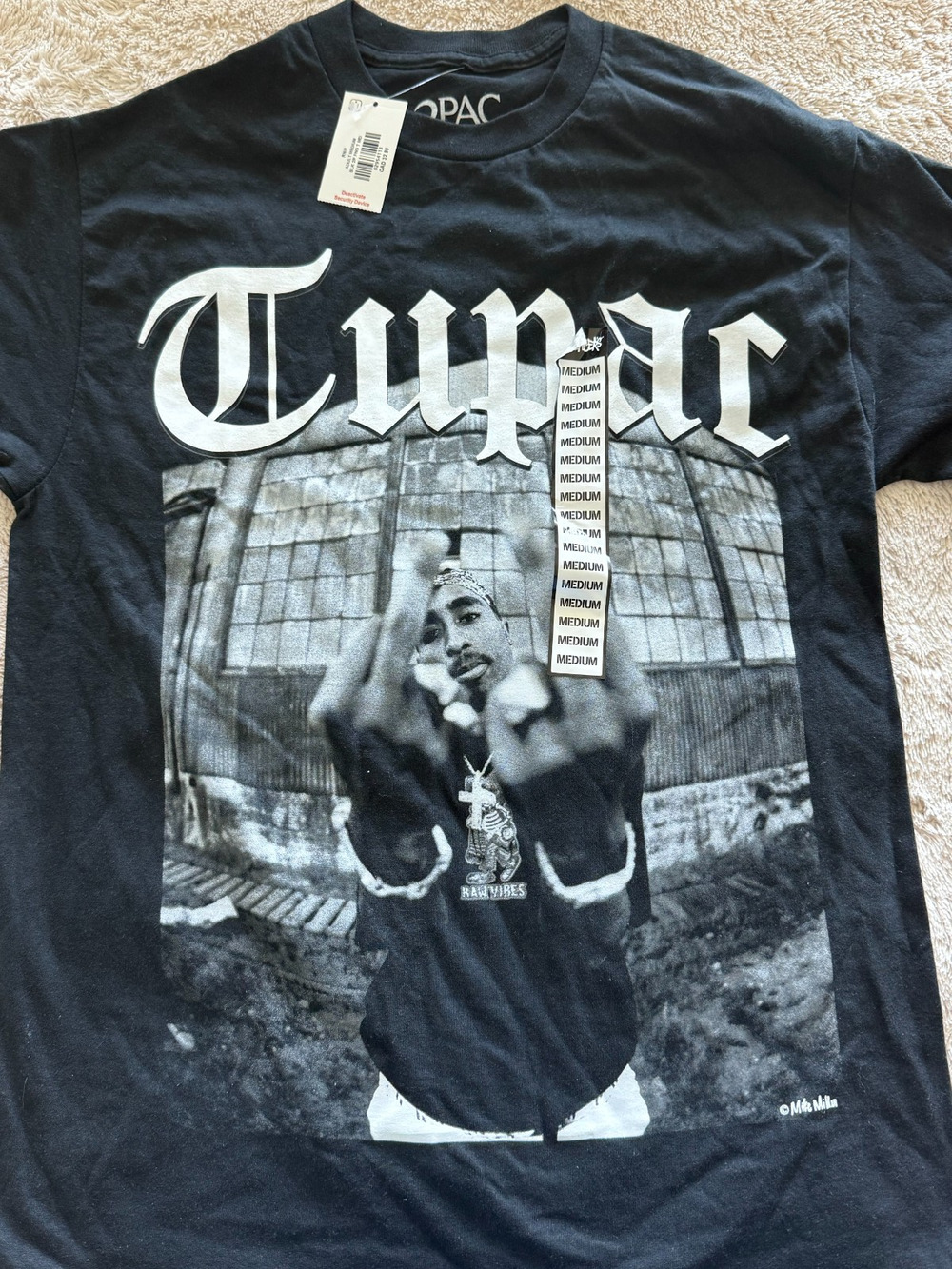 Tupac Raw Vibes Graphic T Shirt Medium NWT Black Rap Hip Hop Tee